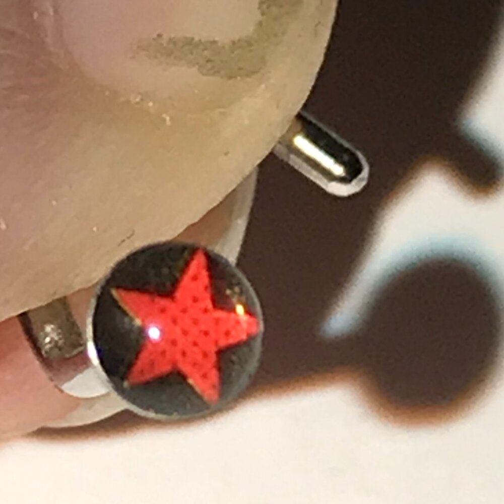 Black with Red Star 18 Gauge C-shaped Nose Ring